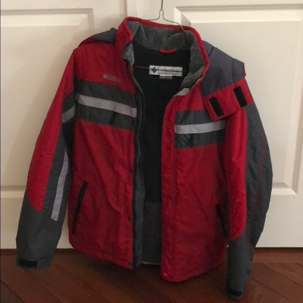 Columbia Winter Jacket Youth 18/20 Red Grey